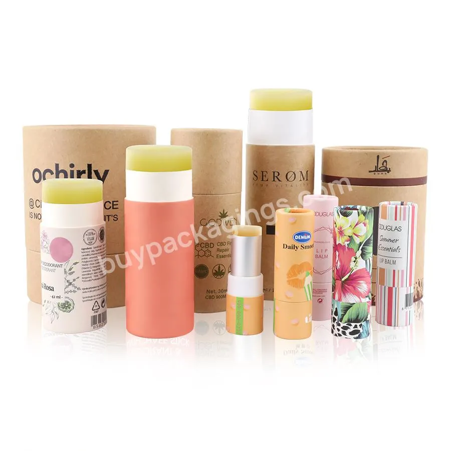 100% Recycled Kraft Eco Friendly Deodorant Balm Tubes 1oz Cardboard Containers Cosmetic Biodegradable Push Up Paper Tube