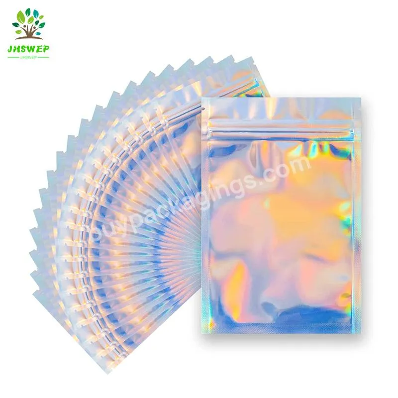 100pcs Custom Logo Small Resealable Packaging Holographic Bopp Packaging Ziplock Bag With Zipper - Buy New Hot Sale Hologram Laser Bag Holographic Shinny Zipper Pouch For Cosmetic Packaging Bag For Food Cosmetic Packaging Pouch,Holographic Clear Zip