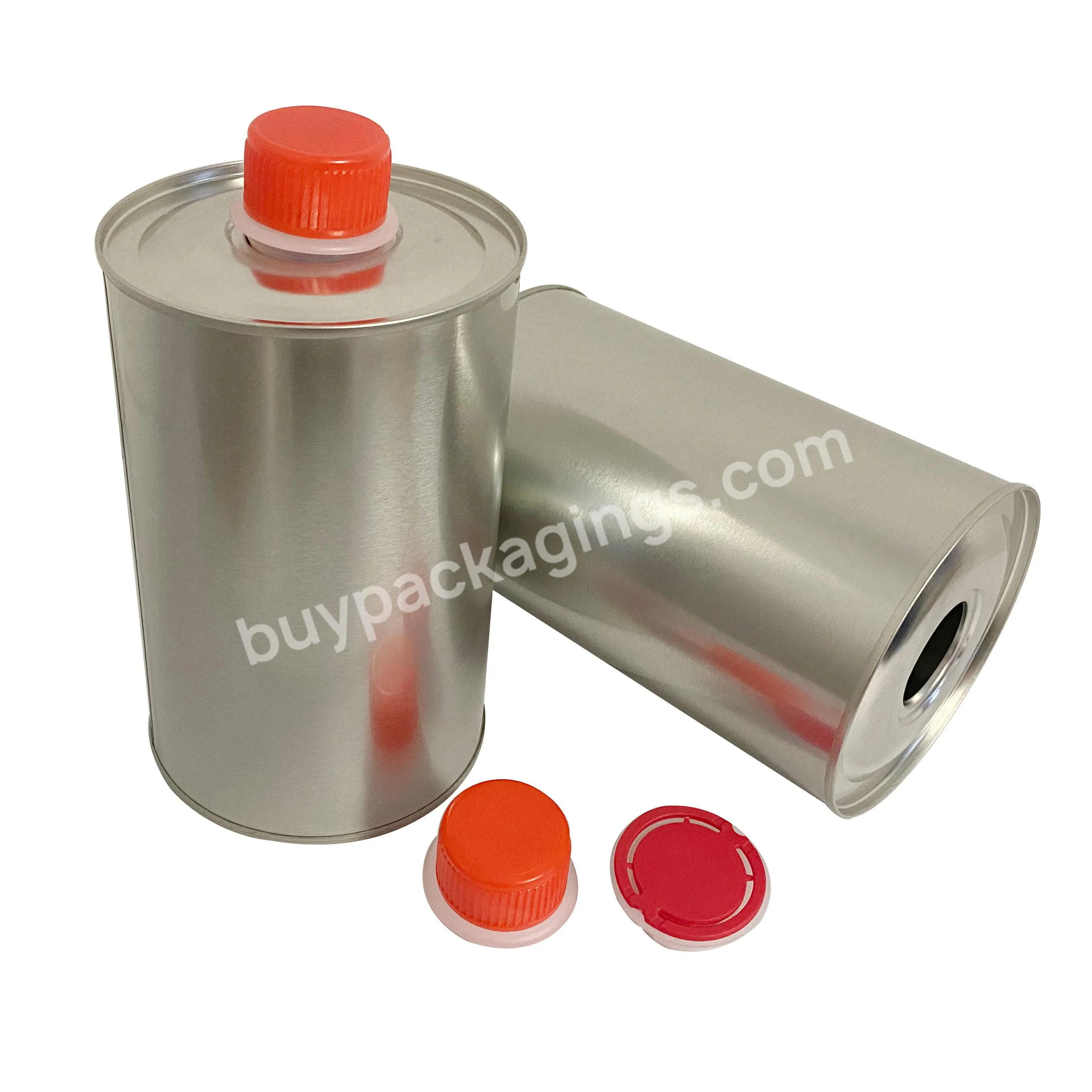 1l Round Engine Oil Can Motor Oil Tin Can With Spout Top 1 Litre Tinplate Printed Can Manufacturer Tin Box - Buy Round Can,Engine Oil Can,1l Round Engine Oil Can.