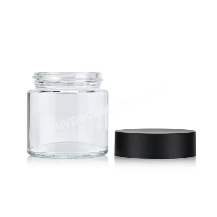 1oz 2oz 3oz 4oz Custom Luxury Child Resistant Dry Flower Clear Glass Jar Round Cream Container With Childproof Black Matte Lid - Buy Child Resistant Dry Flower Clear Glass Jar,Round Cream Container With Childproof Lid,1oz 2oz 3oz 4oz Custom Luxury Ch