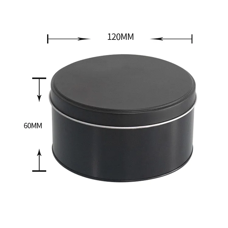20 Years Factory Food grade cookie candy coffee biscuit powder black metal tin round box container tin can candle