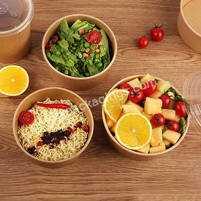 35 Oz Large Paper Bowls With Lids Disposable Paper Bowl With Plastic Lids Leakproof Paper Containers For Food Hot Cold Soup