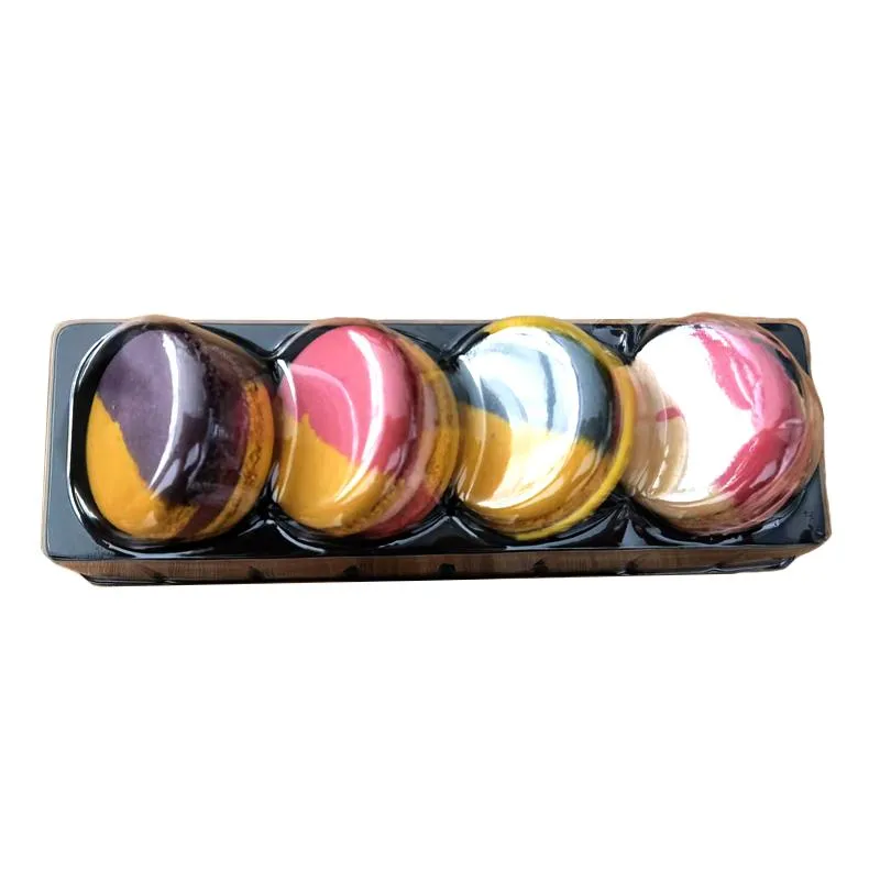 4 Pack Box Dessert Macaron Cake Clear Transparent  Blister Pastry  Empty Plastic Tray