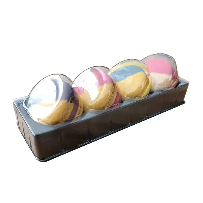 4 Pack Box Dessert Macaron Cake Clear Transparent  Blister Pastry  Empty Plastic Tray
