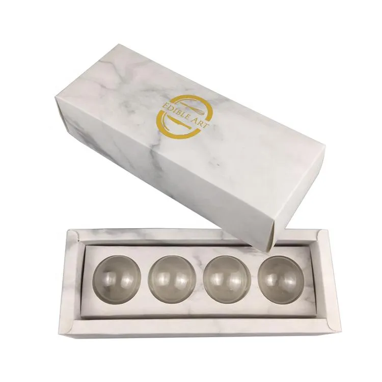 481624 Cavities Marble Printing Empty Chocolate Boxes With BlistersPlastic Trays and Gold Stamping Logo