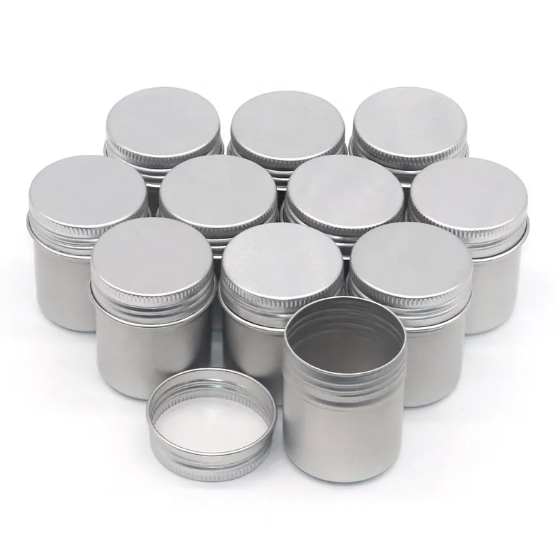 5g 10g 20g 30g 50g 100g Round Cosmetic Containers Jars Spice Pill Candy Screw Lid Tin Box Silver Aluminum Cans