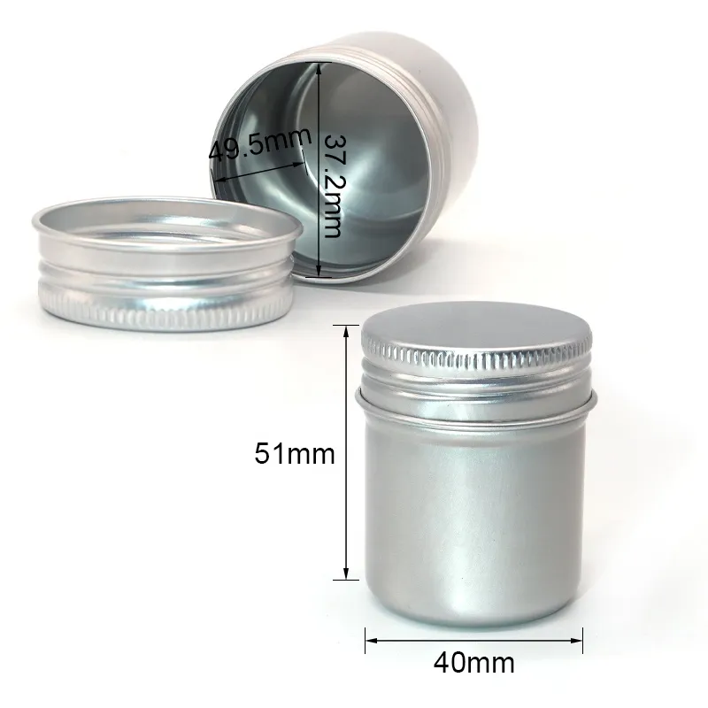 5g 10g 20g 30g 50g 100g Round Cosmetic Containers Jars Spice Pill Candy Screw Lid Tin Box Silver Aluminum Cans