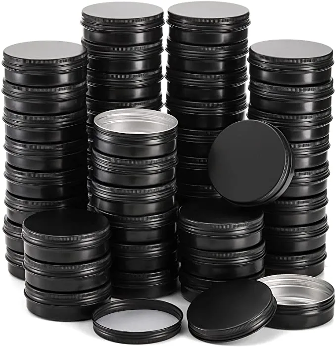 5g 15g 30g 50g 60g 80g matte black custom round cosmeticcandlecandy metal tins round aluminium tin boxcontainerjar