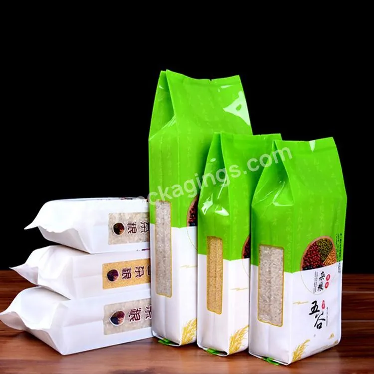 5kg 10kg Stand Up 8 Sides Seal Rice Bag Fin Sealing Food Packaging Bag - Buy 10kg Rice Packaging Bag,Rice Bags 5 Kg,Bag Rice.
