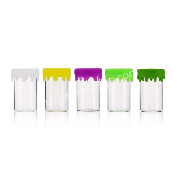 5ml 10ml 50ml Air Tight Smell Proof Child Resistant Wax Oil Glass Container Small Jars With Colorful Silicone Lid