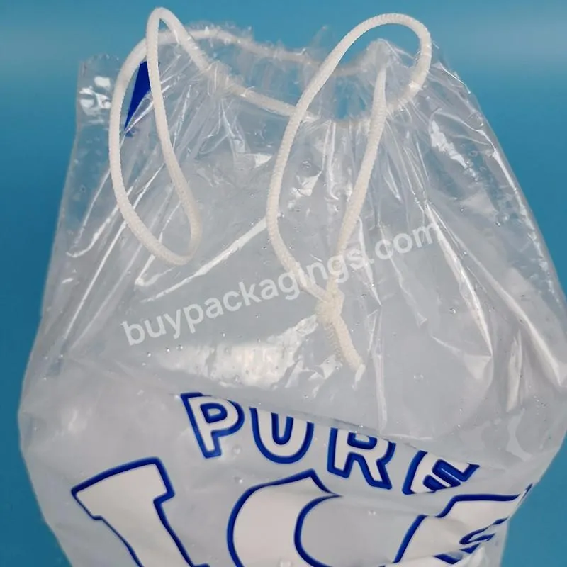 8lb /10lb Clear Plastic Drawstring Ice Bags With Cotton Draw String - Buy Drawstring Ice Bag,Plastic Ice Bags,Ice Bag With Draw String Bag.