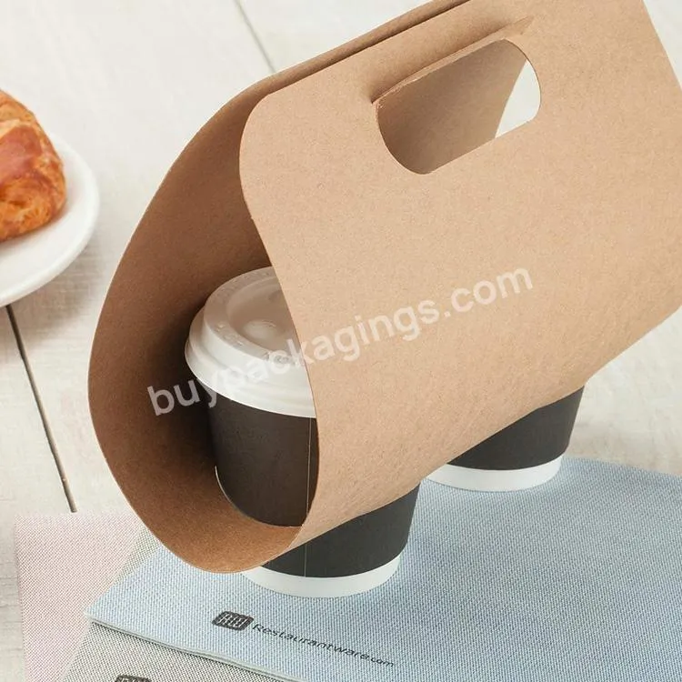 Asp Wholesale Custom Logo Disposable Kraft Coffee Cup Carrier Takeaway Cup Paper Holder With Handle - Buy 2 Cups Carrier,Takeaway Paper Holder With Handle,Hot Drink Kraft Paper Carrier.