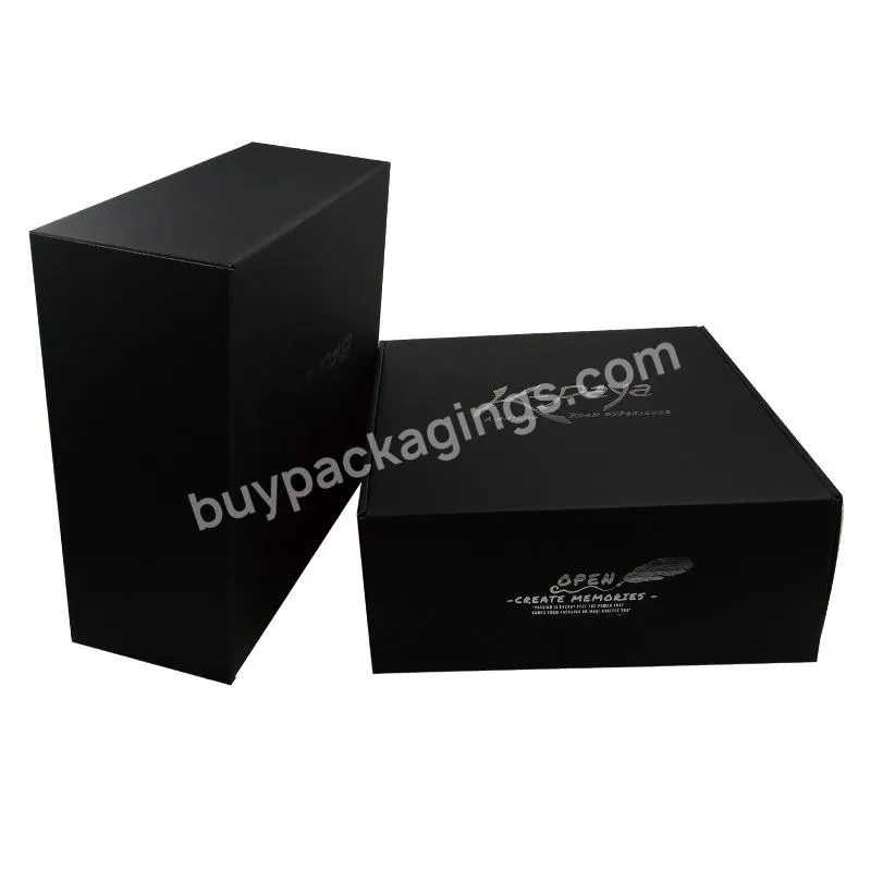 Bespoke Corrugated Black Gift Paper Box With Logo Stamping In Silver Color
