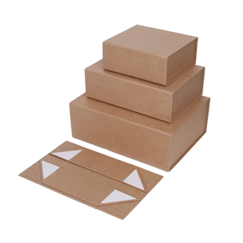 Bespoke Natural Kraft Brown Wholesale Paper Packaging Gift Hamper Boxes with Magnetic Lid