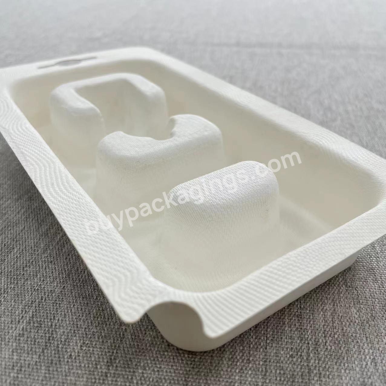 Biodegradable White Eco-friendly Cosmetics Essence Paper Molded Pulp Insert Products Packaging Box Inner Tray - Buy Products Packaging Tray,Biodegradable Molded Pulp Tray,Pulp Box Inner Tray.