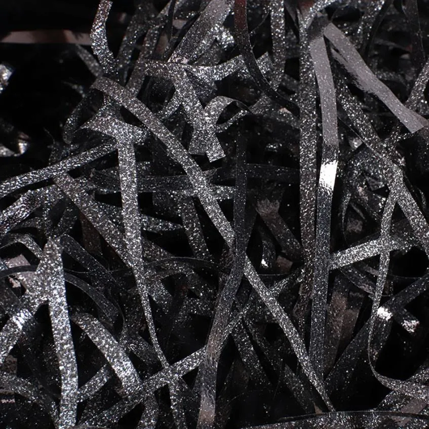 Black glitter shredded paper filler or shredded paper crinkle