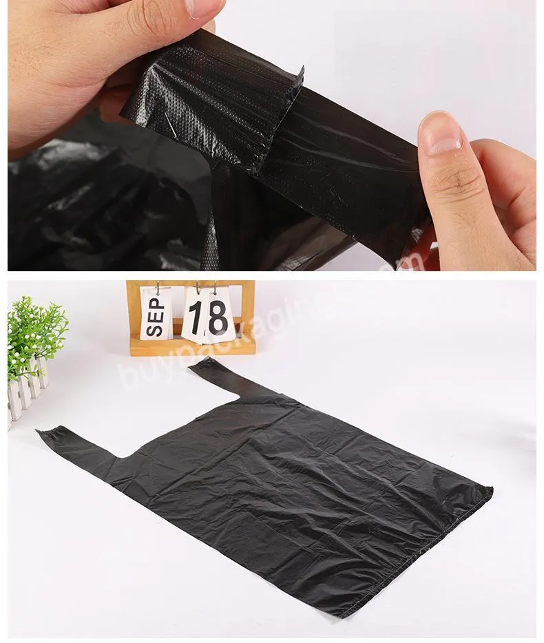 Black Plastic Bag Shopping T Shirt Bag Disposable Vest Carrier Bag - Buy Vest Carrier Bag,Shopping Polythene Bag,Supermarket Grocery Retail Sack.
