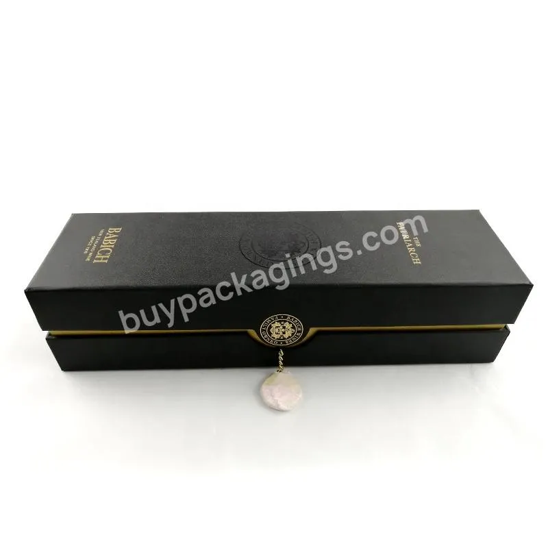 Cardboard Paper Box for Wine Bottles Black Magnetic Book Shape Packaging Gift Box with EVA insert