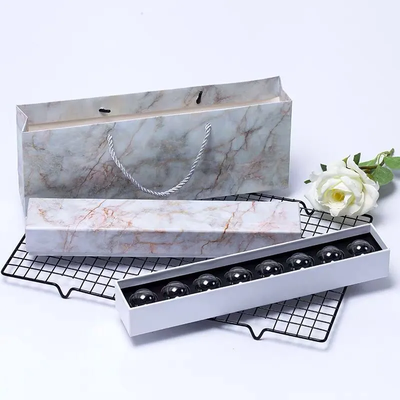 Cheap Custom fancy marble printing pack 8 pieces chocolate boxes with trays