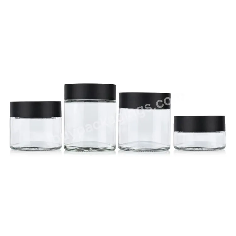 Clear 8th Glass Jar Custom 2oz 3oz 4oz Stash Jar Flower Buds Airtight Glass Jar With Child Resistant Lid
