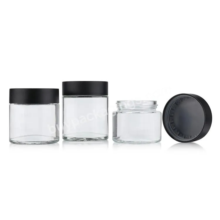 Clear 8th Glass Jar Custom 2oz 3oz 4oz Stash Jar Flower Buds Airtight Glass Jar With Child Resistant Lid