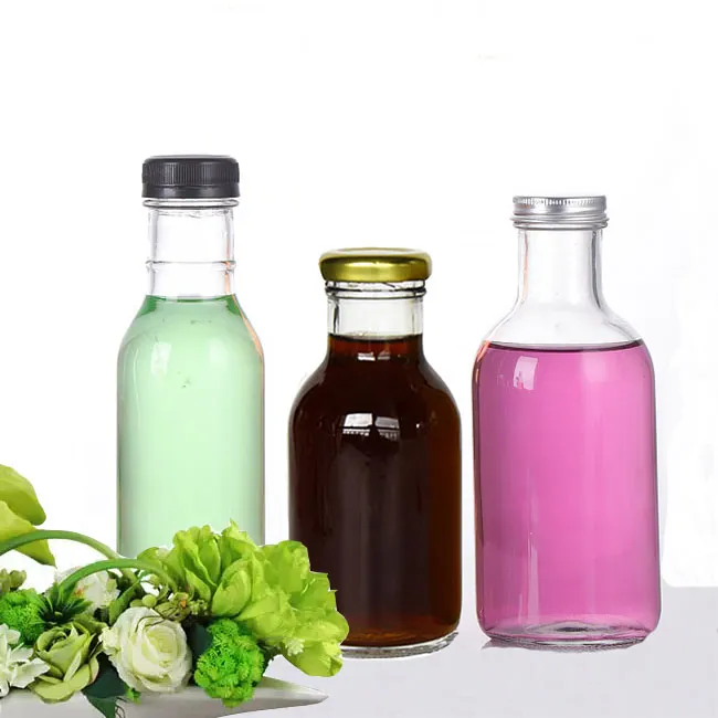 Clear Glass Bottle With Metal Screw Lid 250ml Glass Sauce Bottle