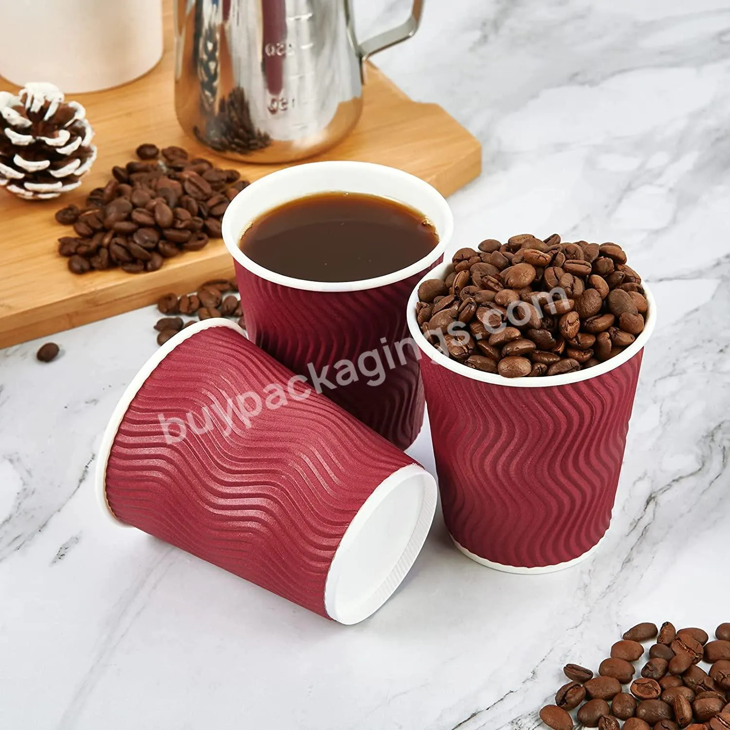 Coffee Sleeves Disposable Corrugated Hot Cup Sleeves Jackets Holder Kraft Paper Sleeves Protective Heat Insulation Drinks - Buy Coffee Sleeves,Disposable Double Wall Paper Cup,Coffee Paper Cup With Lid.