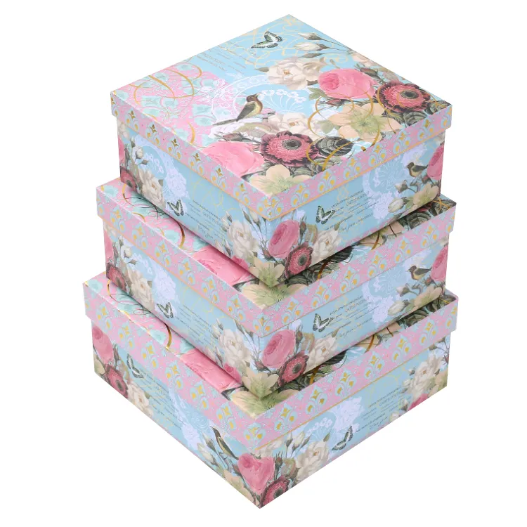 colorful printed rigid paper nested decorative gift boxes wholesale