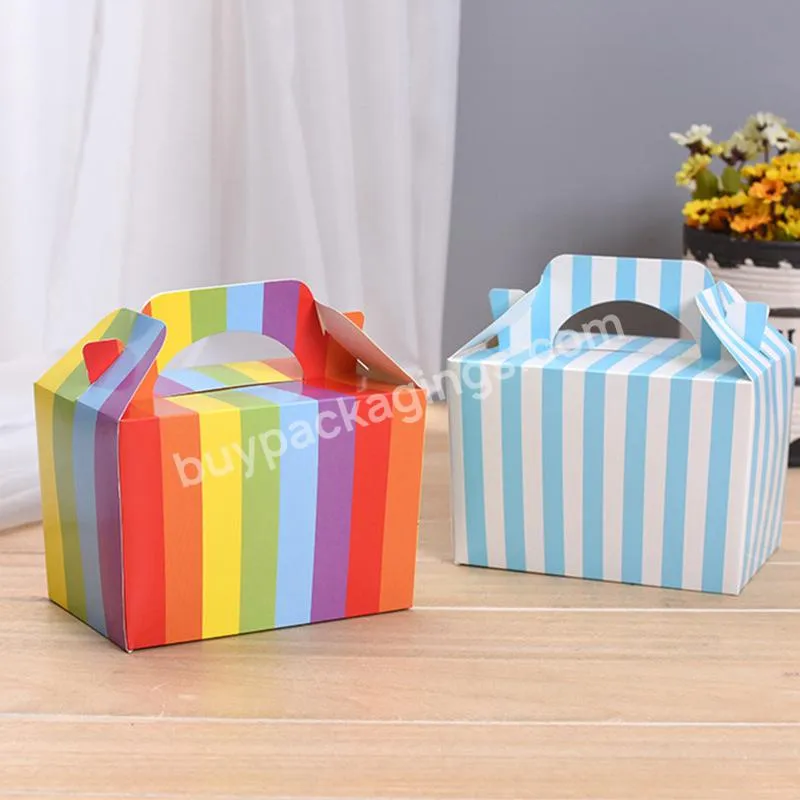 Colorful Stripes Carry Food Birthday Wedding Favour Baby Shower Party Treat Box