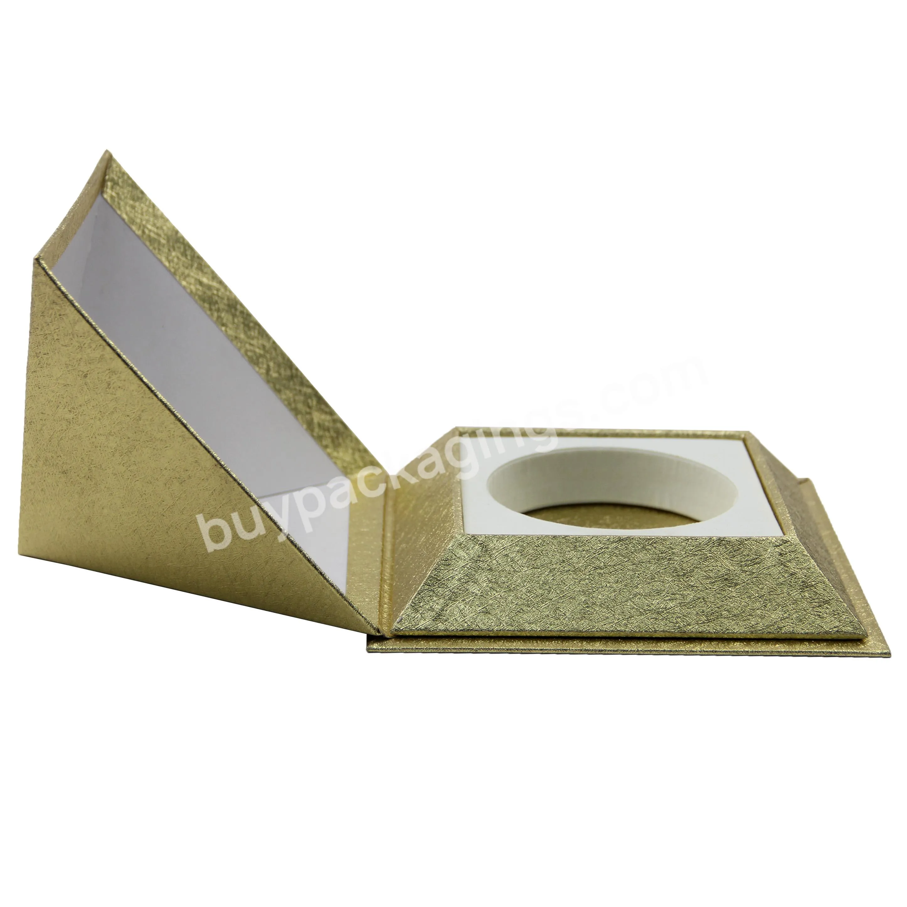 Creative glitter gold color paper triangle shape candle gift box