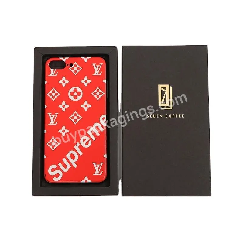 Custom Black Paper Sliding Drawer Cell Phone Case Cover Packaging Box With Crash Lock Bottom