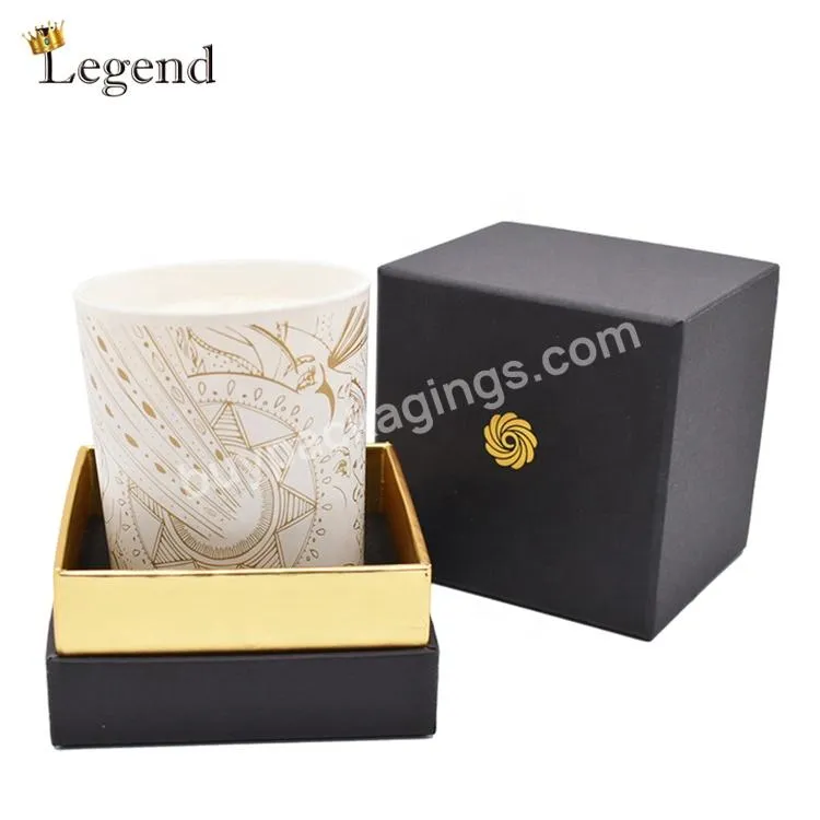 Custom Brand Printing Black Paper Gold Foil Luxury Glass Jar Gift Packaging Box for Candles