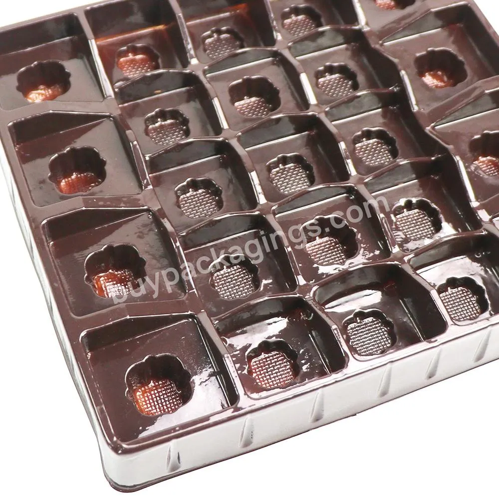 Custom Brc Quality Plastic Blister Food Insert Tray Brown Color Custom Color - Buy Custom Plastic Brown Chocolate Insert Tray,Custom Brown Blister Tray,Custom Color Plastic Cookie Mooncake Chocolate Biscuit Candy Insert Tray.