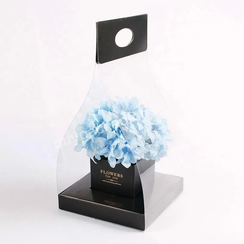 Custom Clear Pvc Gift Flower Box With Paper Handle - Buy Pvc Flower Box,Clear Pvc Flower Box,Plastic Flower Box.