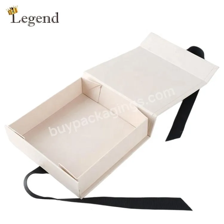 Custom CMYK Printing Ship By Flat Clothes Garment Shopping Packaging Folding Gift Box With Ribbon