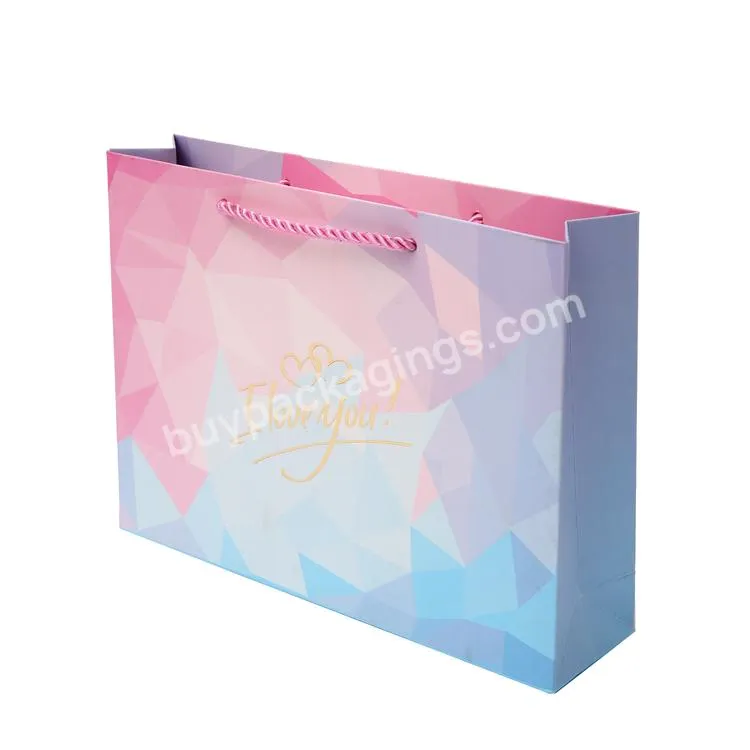 Custom Competitive Price Luxury Flower Printed Paper Gift Packaging Bags With Ribbon Handles
