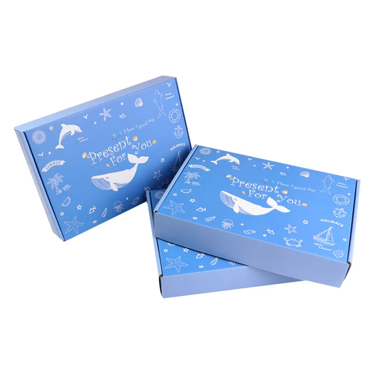 Custom corrugated cardboard mailer shipping box kids toy puzzle blue printed gift box for brand LOGO packaging