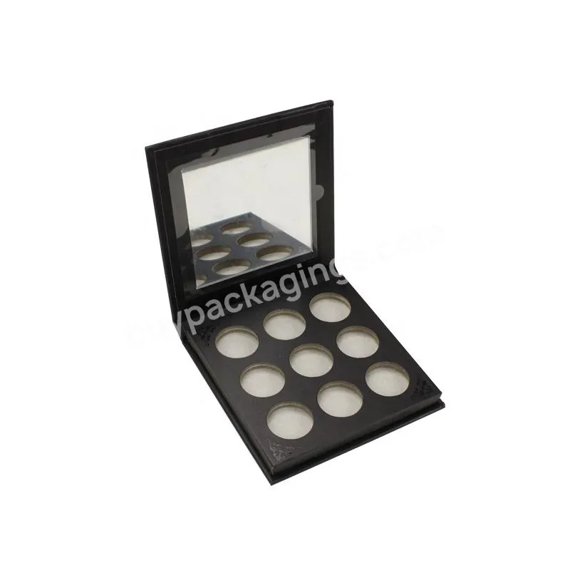 Custom Cosmetic Packaging With Mirror For Eye Shadows Personalized Makeup Black Gift Box