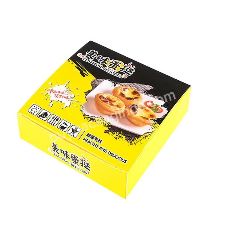 Custom Design Printed Food Grade Paper Egg Tarts Snack Pastry Packaging Paper Box - Buy Sweet Egg Tart Cupcake Box,Cake Container Paper Box,Egg Tart Packaging Box.