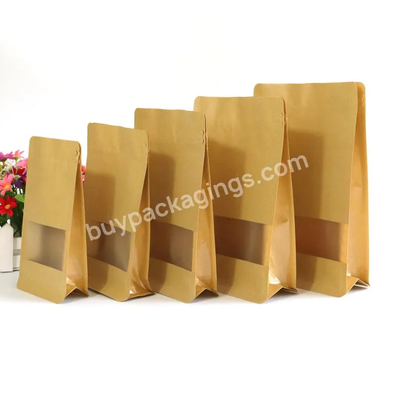 Custom Food Packaging Bag Flat Bottom Pouch Ziplock Bag For Coffee Square Bottom Box Pouch