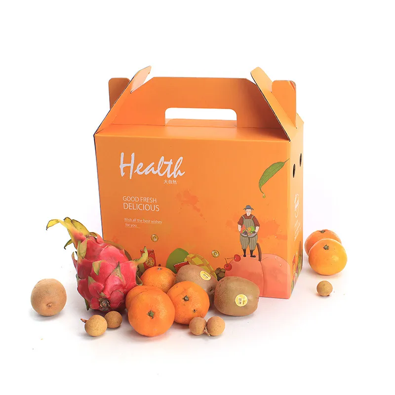 Custom fruit giftbox for super market kraft corrugated packaging boxs packaging for pear,date,nuts,dried fruit