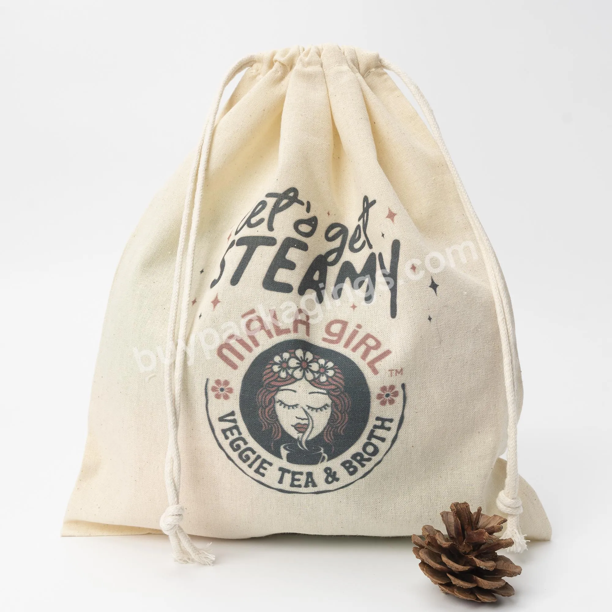 Custom Garment Bag Pouch Reusable Eco Friendly Blank Small Organic Cotton Drawstring Bag With Logo