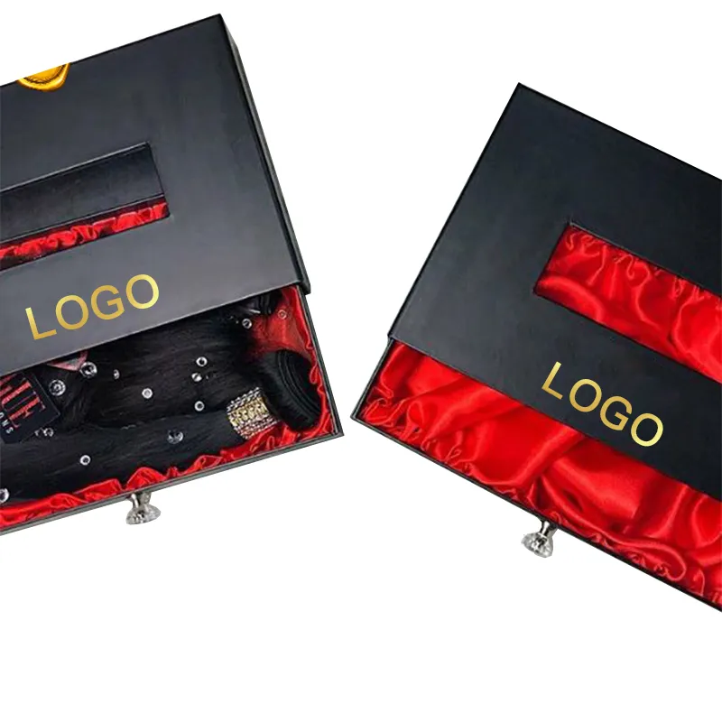 Custom hair extension packaging box with satin