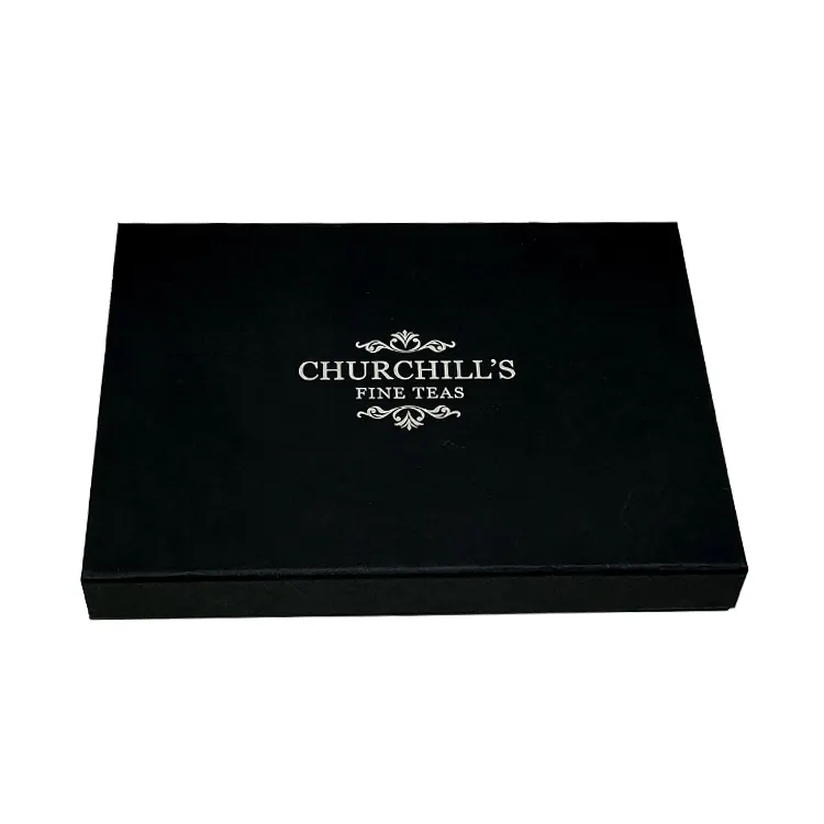 Custom High Quality Black Magnetic Cardboard Tea Box Packaging
