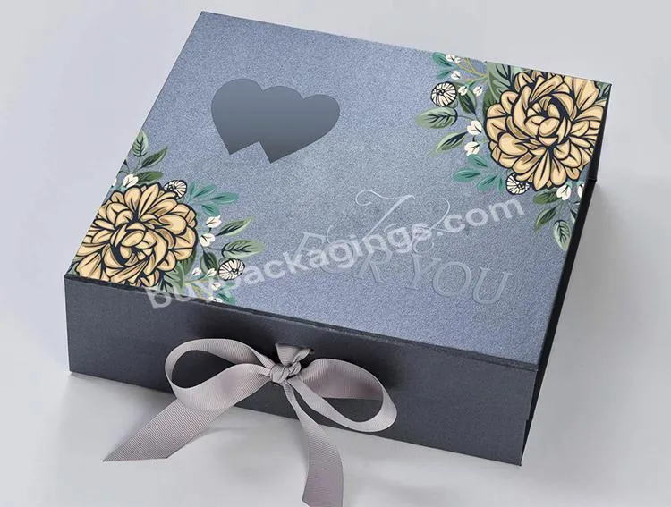 Custom Logo Magnetic Closure Folding Paper Gift Boxes Packaging Box With Ribbon - Buy Gift Box,Luxury Cardboard Magnetic Folding Packaging Gift Box Closure With Foam,Custom Size Coffret Cadeau Scatola Hard Rigid Magnet Box Packaging Luxury Folding Ma