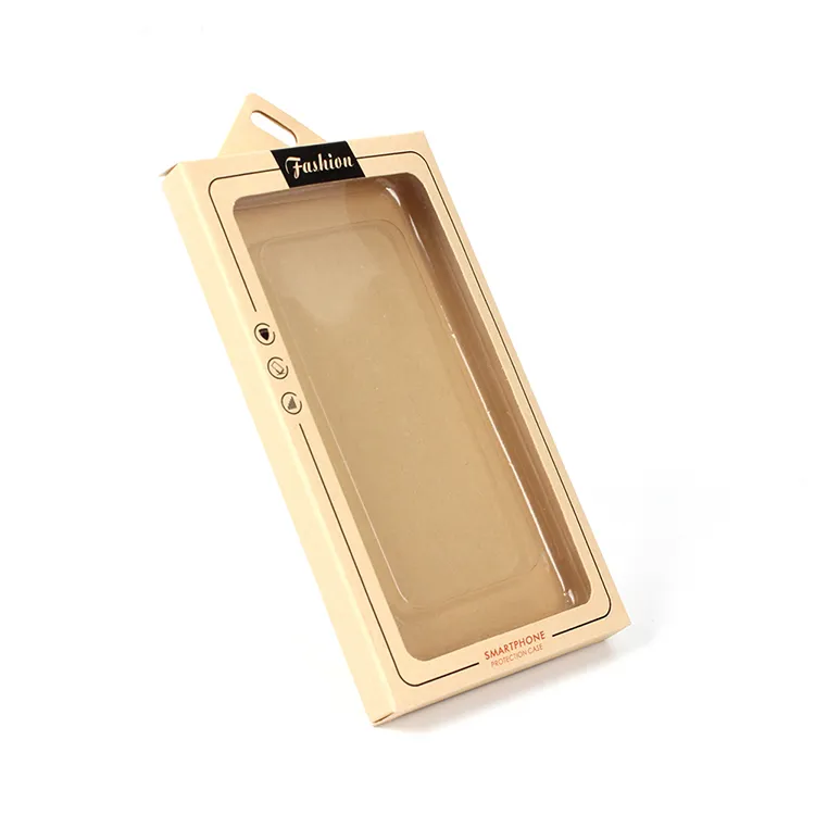 Custom Logo Packaging for Cell Phone Case Kraft Paper Box Cardboard with Clear Window