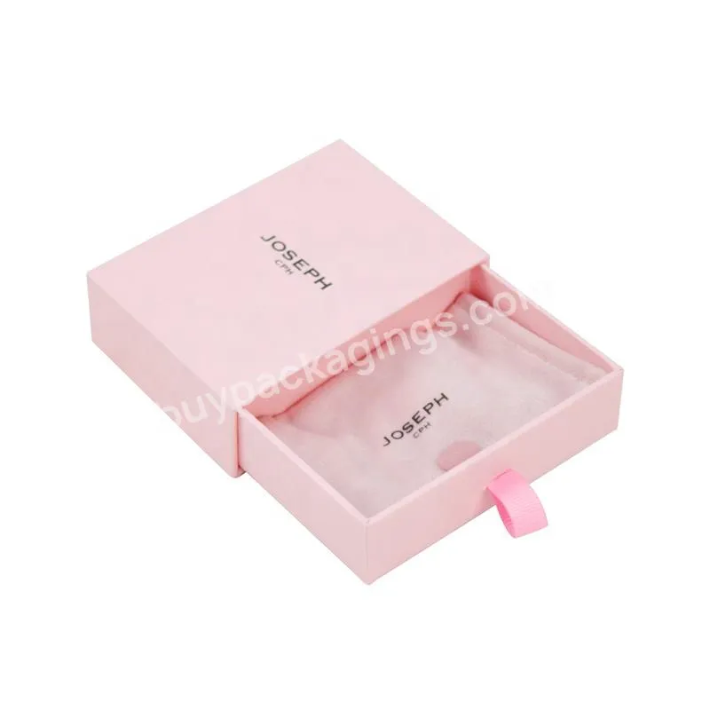Custom Logo Packaging Pink Drawer Box Ring Earring Necklace Bracelet Peach Jewelry Gift Box