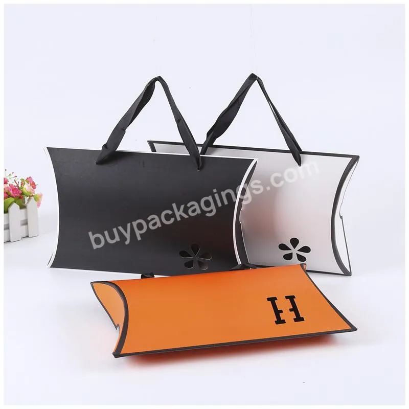 Custom Logo PVC Window Jewelry Teething Candle Favor Clothes Paper Pillow Box With Handles
