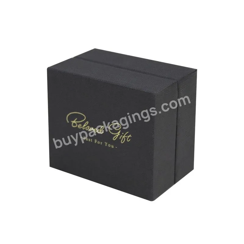 Custom Luxury Black Color Printed With Gold Hot Stamping Lid And Base Gift Paper Box for Cosmetic Packaging