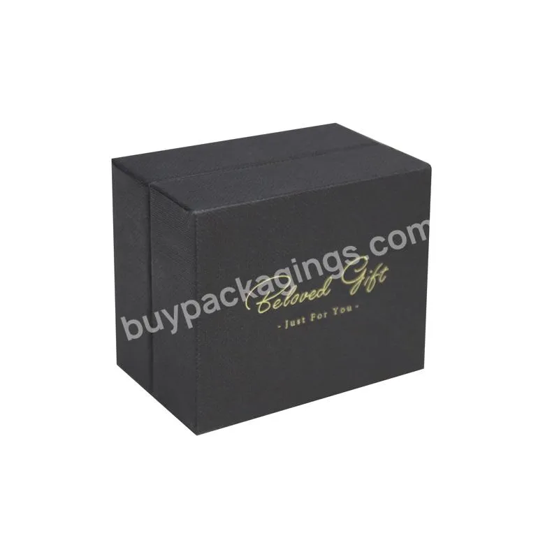 Custom Luxury Black Color Printed With Gold Hot Stamping Lid And Base Gift Paper Box for Cosmetic Packaging